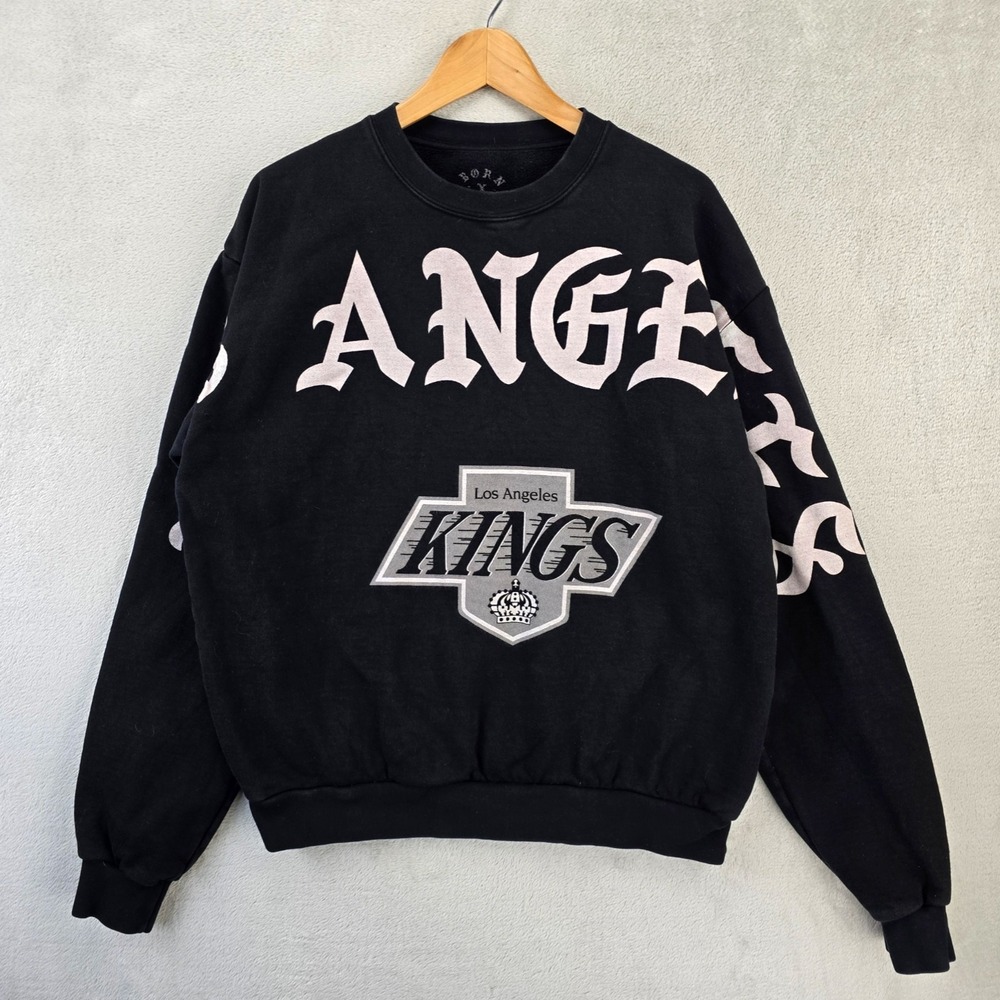 Born X Raised Los Angeles Kings Crewneck Sweatshirt Mens Medium Black Hockey NHL